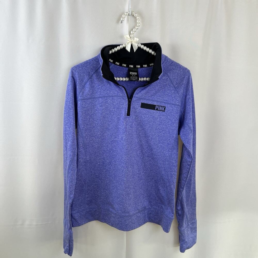 PINK Victorias Secret Blue Long Sleeve Activewear Stretch Thumb Holes Size M